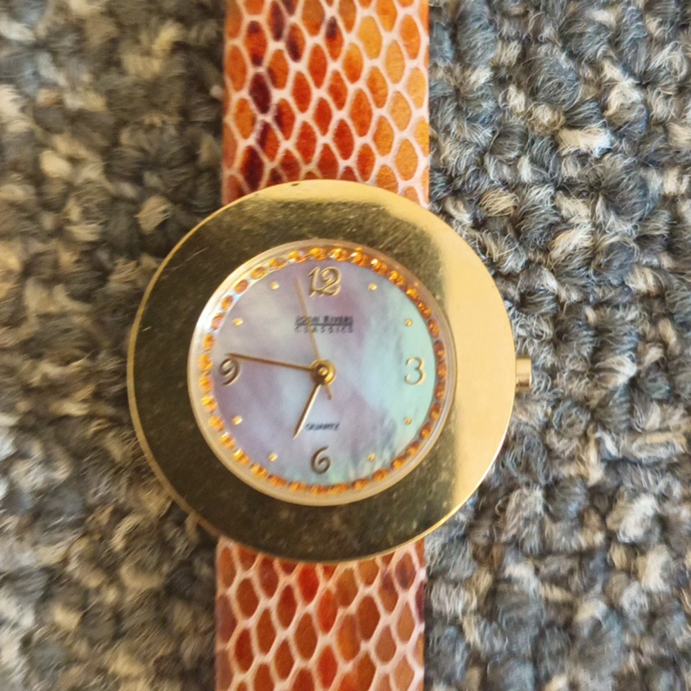 Joan Rivers Classic faux snake skin leather band round women's watch